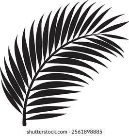 Elegant palm leaf silhouette with sleek, natural lines. Perfect for tropical, minimalist, or nature-inspired themes, adding a calming, exotic touch to any project or decor.