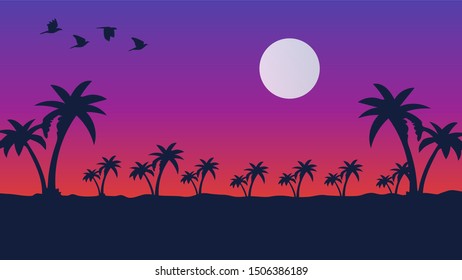 Elegant palm silhouettes background Vector