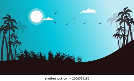 Elegant palm silhouettes background Vector