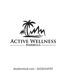 Elegant Palm Tree logo with smooth lines and subtle curves, featuring a stylized palm leaf or tree silhouette, ideal for tropical resorts, beach brands, and travel companies symbolizing relaxation and