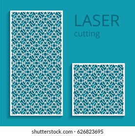 Elegant panels with lace pattern, swirly lattice ornament, template for laser cutting or wood carving, cutout paper design, vector decoration for wedding invitation card, eps10