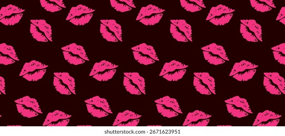 Elegante papel de parede panorâmico com batom rosa marcas ilustração vetor cartoon perfeito para marca de beleza, fundos românticos e moda