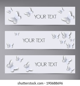 Elegant paper bookmarks with butterfly. Vector  illustration 