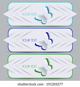 Elegant paper bookmarks with butterfly. Vector  illustration 