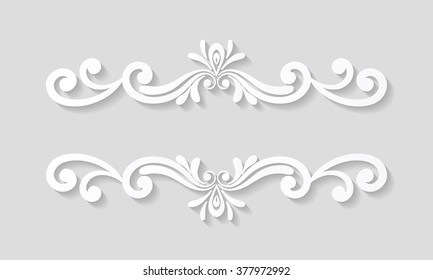 Elegant paper retro floral border. Hand drawn vintage design template for banner, greeting card, wedding invitation, vignette, menu etc. Vector illustration.