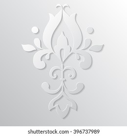 Elegant paper retro floral . Hand drawn vintage design template for banner, greeting card, wedding invitation, vignette, menu etc. Vector.