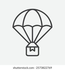 Elegant Parachute Icon in Minimalistic Line Art Style