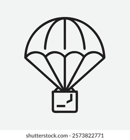 Elegant Parachute Icon in Minimalistic Line Art Style