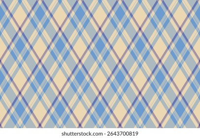 Elegant pastel blue and beige diagonal plaid pattern. Perfect for textile design, website backgrounds, or scrapbooking. This subtle yet stylish texture evokes feelings of calm and sophistication.