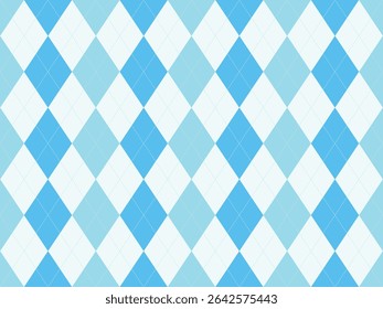 Elegant pastel blue and white argyle diamond pattern.  Perfect for backgrounds, textiles, stationery, or website design.  Clean, modern aesthetic evokes feelings of sophistication and calm.