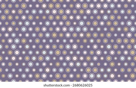 Elegante patrón de círculos pastel sobre un fondo púrpura apagado.  Perfecto para fondos de Sitio web, diseños de telas o papelería.