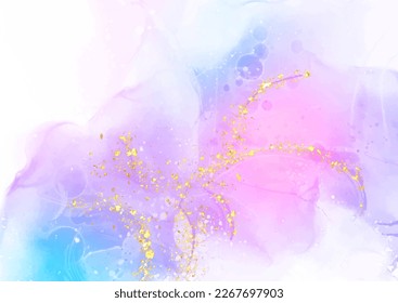 Elegant pastel coloured alcohol ink design with gold glitter elements