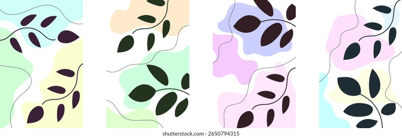 Elegante patrón de follaje pastel con hojas abstractas. Diseño elegante y sin fisuras para la moda, el embalaje o el Fondo de pantalla. Look tranquilo y estético.
