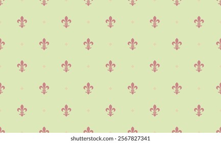 Elegant pastel green and dusty rose fleur-de-lis pattern.  Perfect for website backgrounds,  invitations, or textile designs.