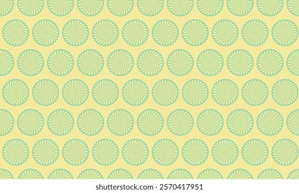 Elegant pastel green and yellow swirling circle pattern.  Perfect for textile design, website backgrounds, or decorative prints.  A retro-inspired, visually appealing design with a calming aesthetic.