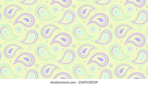 Elegant pastel paisley pattern.  Perfect for textiles, wallpaper, or website backgrounds.  Soft, whimsical design with a delicate color palette.