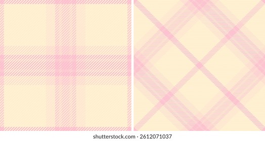 Elegant pastel pink and cream plaid patterns, perfect for textile design, fashion, or website backgrounds.