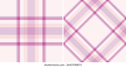 Elegant pastel pink and fuchsia plaid patterns, perfect for textile design, fashion, or website backgrounds.  These versatile seamless textures offer a sophisticated, feminine aesthetic.