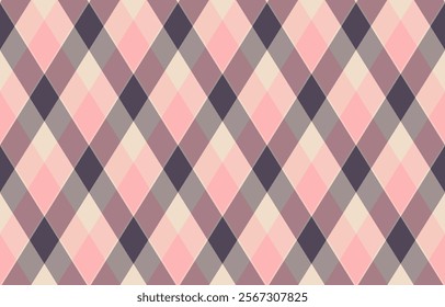 Elegant pastel pink and grey diamond plaid pattern. Perfect for textile design, fashion, branding, and website backgrounds.