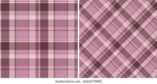 Elegant pastel pink and mauve plaid patterns, perfect for textile design, fashion, or website backgrounds.