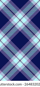 Elegant pastel plaid pattern in navy blue, light blue, and lilac. Perfect for textile design, fashion, apparel, backgrounds, websites, or any project needing a stylish and sophisticated texture.