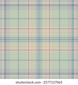 Elegant pastel plaid pattern. Soft blue, peach, and green hues create a sophisticated textile design perfect for fashion, home decor, or stationery. Seamless repeat for versatile use.