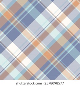 Elegant pastel plaid pattern in soft blues, peaches, and browns.  Perfect for textile design, fashion, website backgrounds, or stationery.