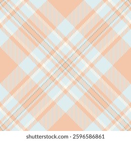 Elegant pastel plaid pattern. Soft peach and light blue hues create a calming, versatile design ideal for fashion, home decor, or branding.  The intersecting lines suggest connection and order.