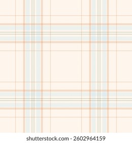 Elegant pastel plaid pattern in soft peach, light blue, and cream.  Perfect for textile design, website backgrounds, or stationery.
