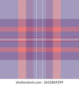 Elegant pastel plaid pattern in soft purple and coral hues.  Perfect for textile design, apparel, or website backgrounds.