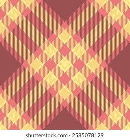 Elegant pastel plaid pattern in warm coral and yellow hues.  Ideal for textile design, fashion, or website backgrounds. This seamless texture evokes a feeling of comfort and style.