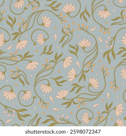 Elegant pastel seamless pattern in Art Nouveau style. Vector.