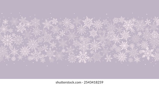 Elegant pastel vector snowflake background, cute purple snow banner design, festive winter holiday illustration wallpaper