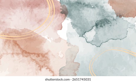 Elegant pastel watercolor backdrop with artistic brush strokes in light blue, peach, and tan tones. Great for modern digital projects and elegant visuals.