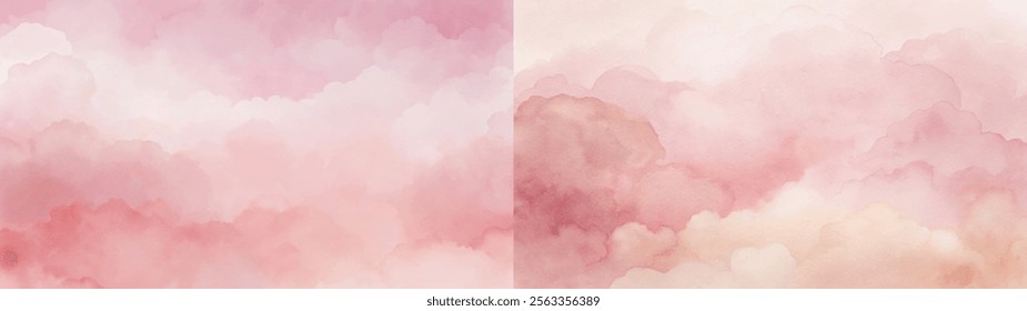 Elegant pastel watercolor backdrop featuring soft pink hues and ethereal cloud-like formations.