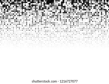 Elegant pattern with black polka dots of small and large scale. Splatter background. Black glitter blow explosion and splats on white. Grunge texture. Vector illustration