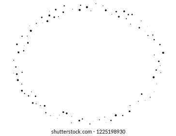 Elegant pattern with black polka dots of small and large scale. Splatter background. Black glitter blow explosion and splats on white. Grunge texture. Vector illustration