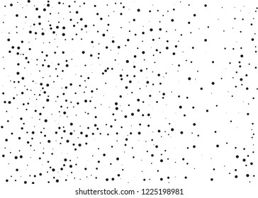 Elegant pattern with black polka dots of small and large scale. Splatter background. Black glitter blow explosion and splats on white. Grunge texture. Vector illustration
