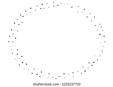 Elegant pattern with black polka dots of small and large scale. Splatter background. Black glitter blow explosion and splats on white. Grunge texture. Vector illustration