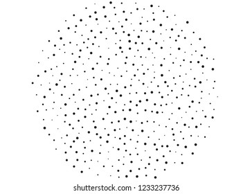 Elegant pattern with black polka dots of small and large scale. Splatter background. Black glitter blow explosion and splats on white. Grunge texture. Vector illustration