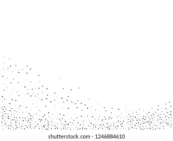 Elegant pattern with black polka dots of small and large scale. Splatter background. Black glitter blow explosion and splats on white. Grunge texture. Vector illustration