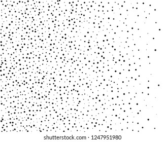 Elegant pattern with black polka dots of small and large scale. Splatter background. Black glitter blow explosion and splats on white. Grunge texture. Vector illustration