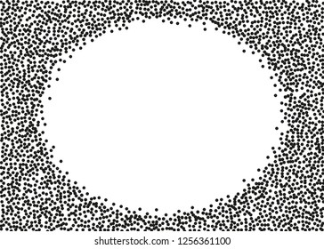 Elegant pattern with black polka dots. Splatter background. Black glitter blow explosion and splats on white. Grunge texture. Vector illustration