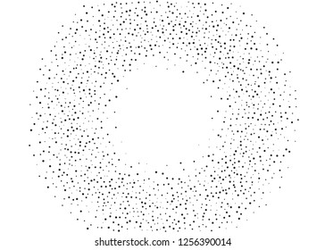 Elegant pattern with black polka dots of small and large scale. Splatter background. Black glitter blow explosion and splats on white. Grunge texture. Vector illustration