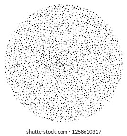Elegant pattern with black polka dots of small and large scale. Splatter background. Black glitter blow explosion and splats on white. Grunge texture. Vector illustration