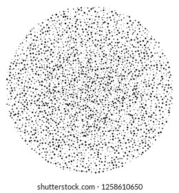 Elegant pattern with black polka dots of small and large scale. Splatter background. Black glitter blow explosion and splats on white. Grunge texture. Vector illustration