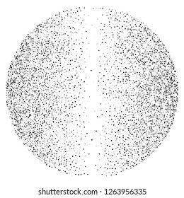 Elegant pattern with black polka dots of small and large scale in a vicious circle. Splatter background. Black glitter blow explosion and splats on white. Grunge texture. Vector illustration