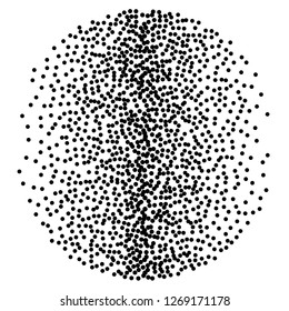 Elegant pattern with black polka dots. Splatter background. Black glitter blow explosion and splats on white. Grunge texture. Vector illustration