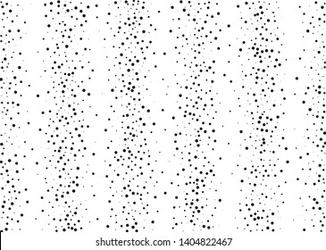 Elegant pattern with black polka dots of small and large scale. Splatter background. Black glitter blow explosion and splats on white. Grunge texture. Vector illustration