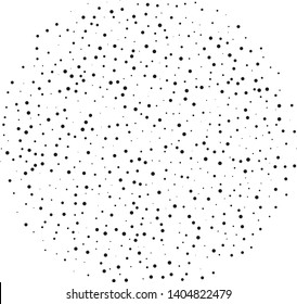 Elegant pattern with black polka dots of small and large scale. Splatter background. Black glitter blow explosion and splats on white. Grunge texture. Vector illustration